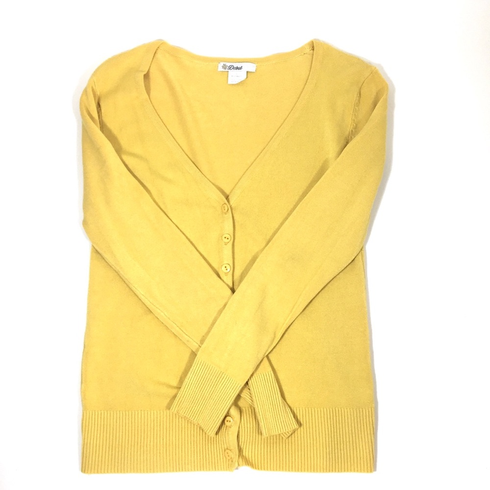Soft mustard buttoned cardigan by Debut